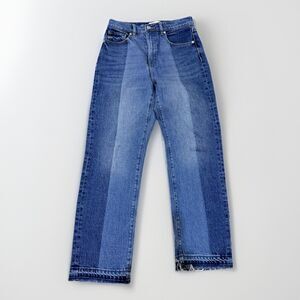 LOFT Made & Loved The Straight Two Tone Paneled High Rise Jeans 26 / 2P Raw Hem